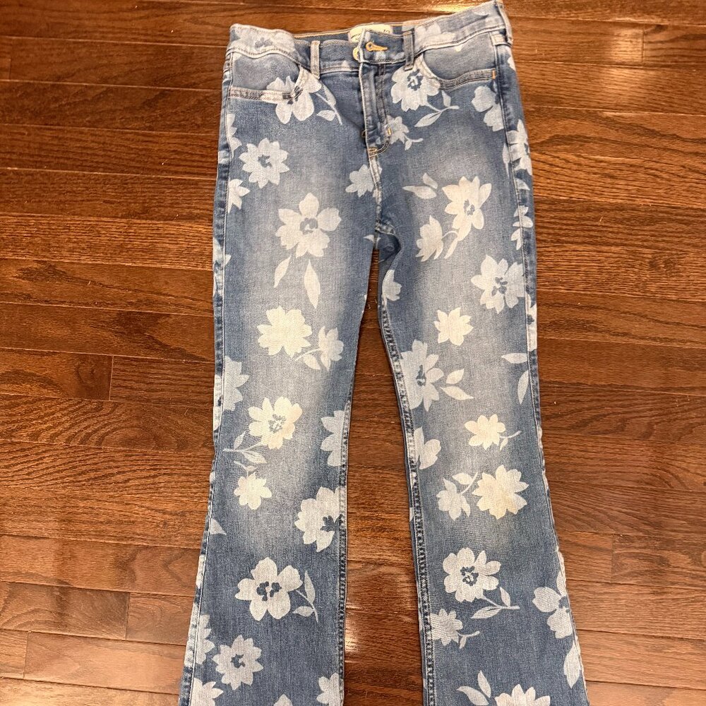 Abercrombie Kids flower wide leg jeans size 15/16